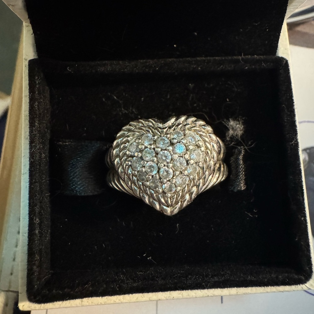 Judith Ripka Silver Heart Ring with Sparkling Accents